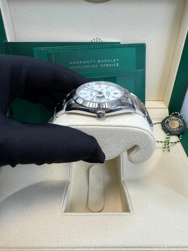 Rolex Datejust 41 Fluted Bezel White Index Dial Oyster Bracelet 126334 - Image 5