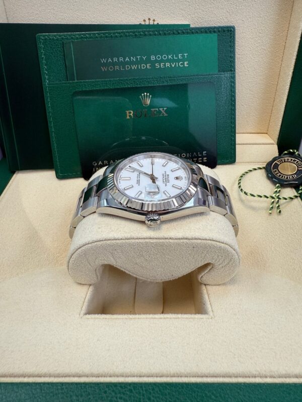 Rolex Datejust 41 Fluted Bezel White Index Dial Oyster Bracelet 126334 - Image 10