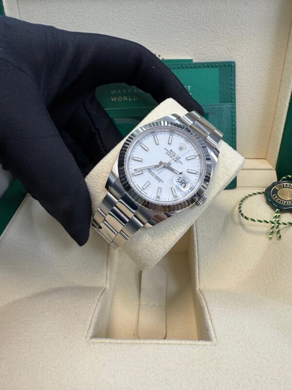 Rolex Datejust 41 Fluted Bezel White Index Dial Oyster Bracelet 126334 - Image 14