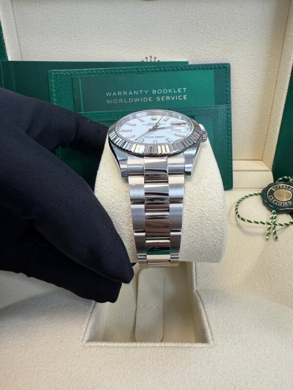 Rolex Datejust 41 Fluted Bezel White Index Dial Oyster Bracelet 126334 - Image 2