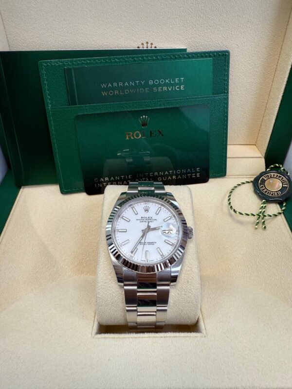Rolex Datejust 41 Fluted Bezel White Index Dial Oyster Bracelet 126334 - Image 7