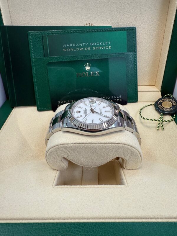 Rolex Datejust 41 Fluted Bezel White Index Dial Oyster Bracelet 126334 - Image 11