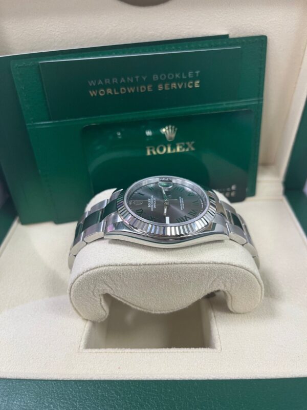 Rolex Datejust 41 Grey Slate Wimbledon Green Roman Dial Oyster Bracelet 126334 - Image 5