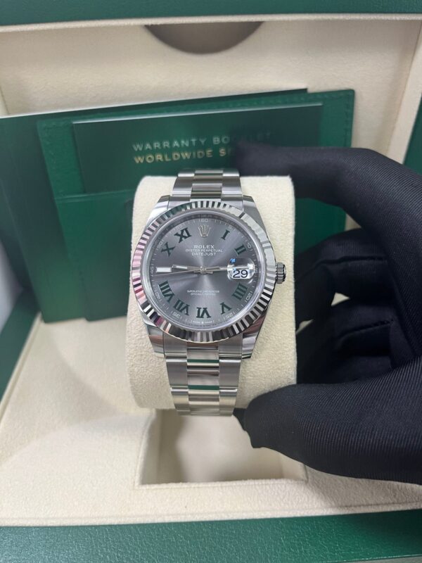 Rolex Datejust 41 Grey Slate Wimbledon Green Roman Dial Oyster Bracelet 126334 - Image 6