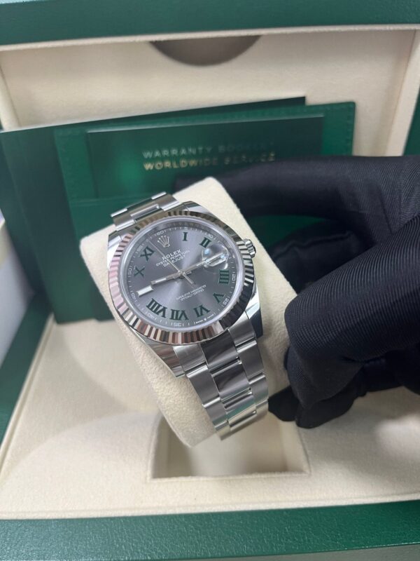 Rolex Datejust 41 Grey Slate Wimbledon Green Roman Dial Oyster Bracelet 126334 - Image 3