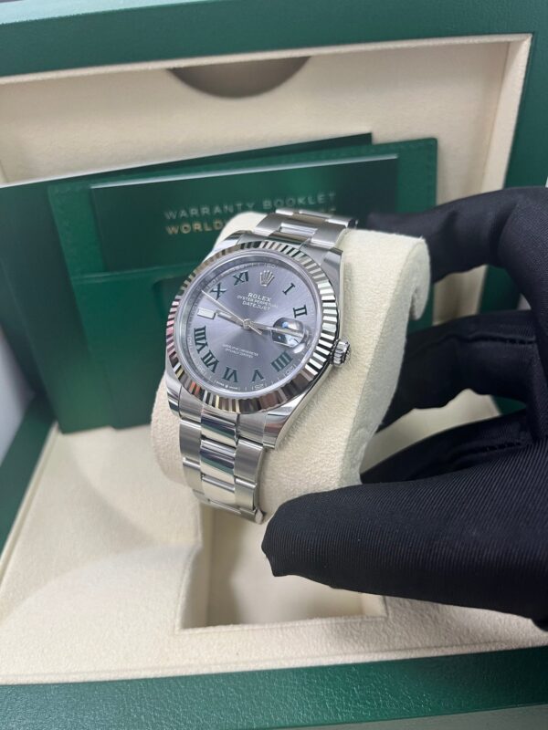 Rolex Datejust 41 Grey Slate Wimbledon Green Roman Dial Oyster Bracelet 126334 - Image 2