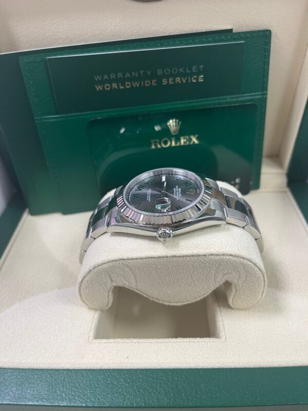 Rolex Datejust 41 Grey Slate Wimbledon Green Roman Dial Oyster Bracelet 126334 - Image 8