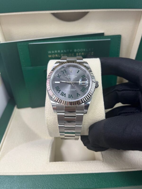 Rolex Datejust 41 Grey Slate Wimbledon Green Roman Dial Oyster Bracelet 126334 - Image 10