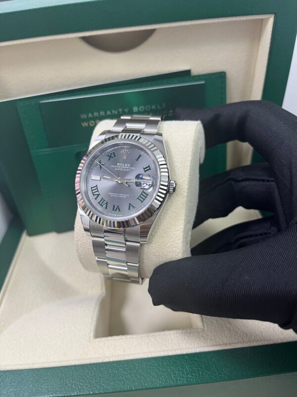 Rolex Datejust 41 Grey Slate Wimbledon Green Roman Dial Oyster Bracelet 126334 - Image 11