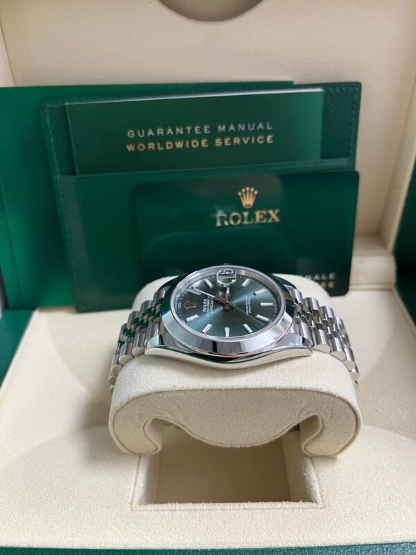 Rolex Datejust 41 Smooth Bezel Mint Green Index Dial Jubilee Bracelet 126300 - Image 5