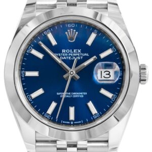 Rolex Datejust 41/ Stainless Steel/ Blue Index Dial/ Smooth Bezel/ Jubilee Bracelet (Ref# 126300)