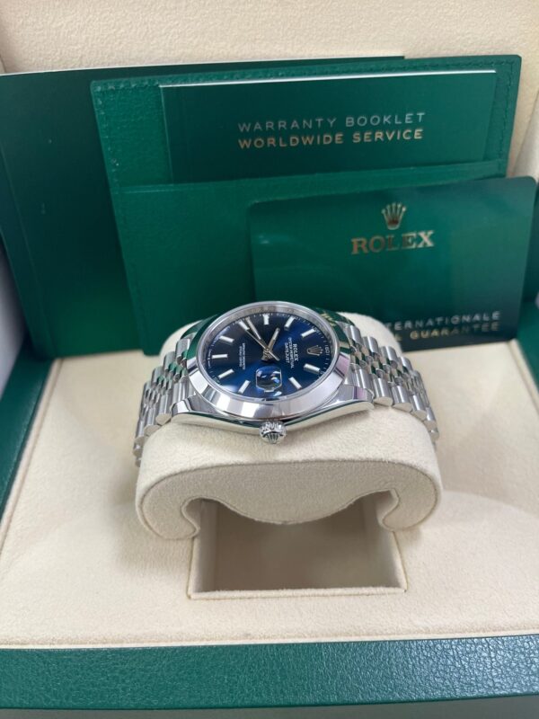 Rolex Datejust 41/ Stainless Steel/ Blue Index Dial/ Smooth Bezel/ Jubilee Bracelet (Ref# 126300) - Image 5