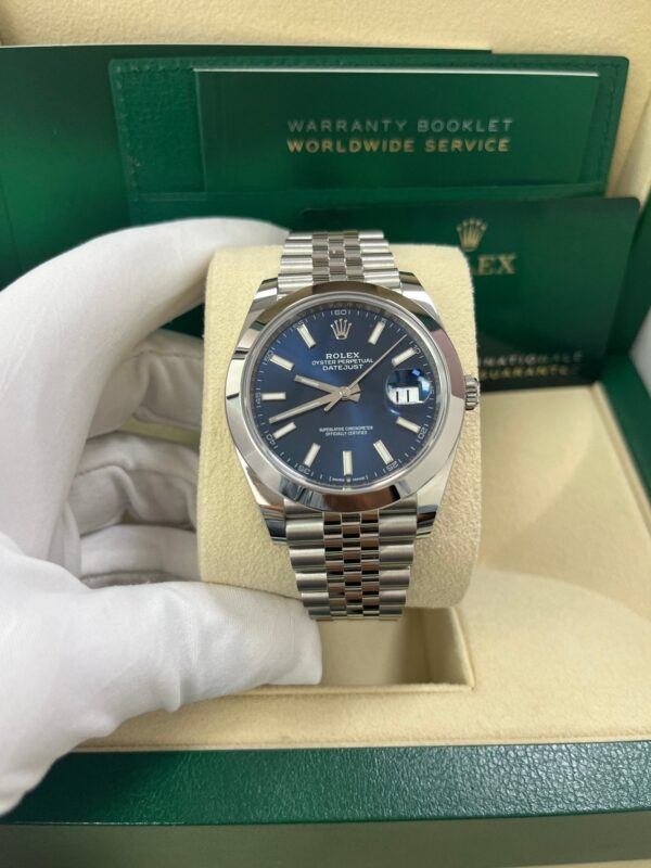 Rolex Datejust 41/ Stainless Steel/ Blue Index Dial/ Smooth Bezel/ Jubilee Bracelet (Ref# 126300) - Image 7