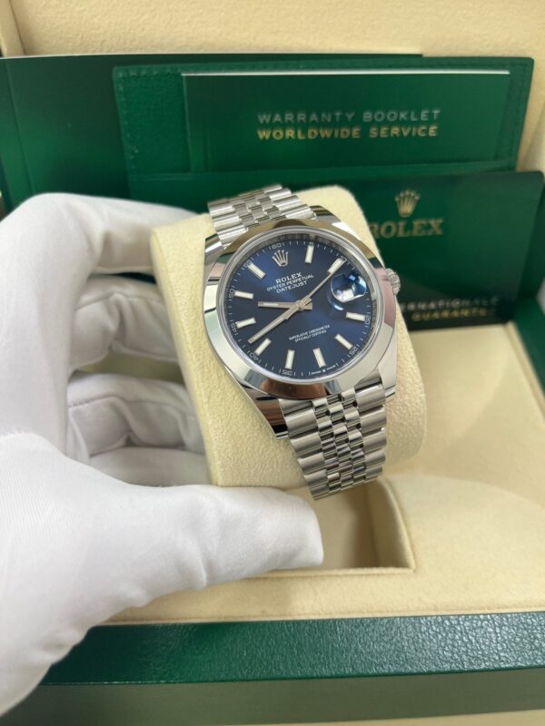 Rolex Datejust 41/ Stainless Steel/ Blue Index Dial/ Smooth Bezel/ Jubilee Bracelet (Ref# 126300) - Image 6