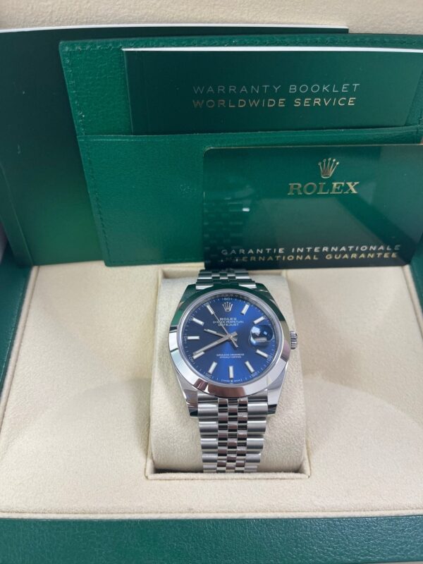 Rolex Datejust 41/ Stainless Steel/ Blue Index Dial/ Smooth Bezel/ Jubilee Bracelet (Ref# 126300) - Image 3