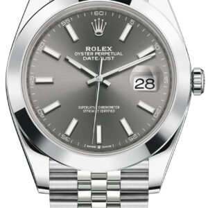 Rolex Datejust 41/ Stainless Steel/ Dark Rhodium Index Dial/ Smooth Bezel (Ref# 126300)