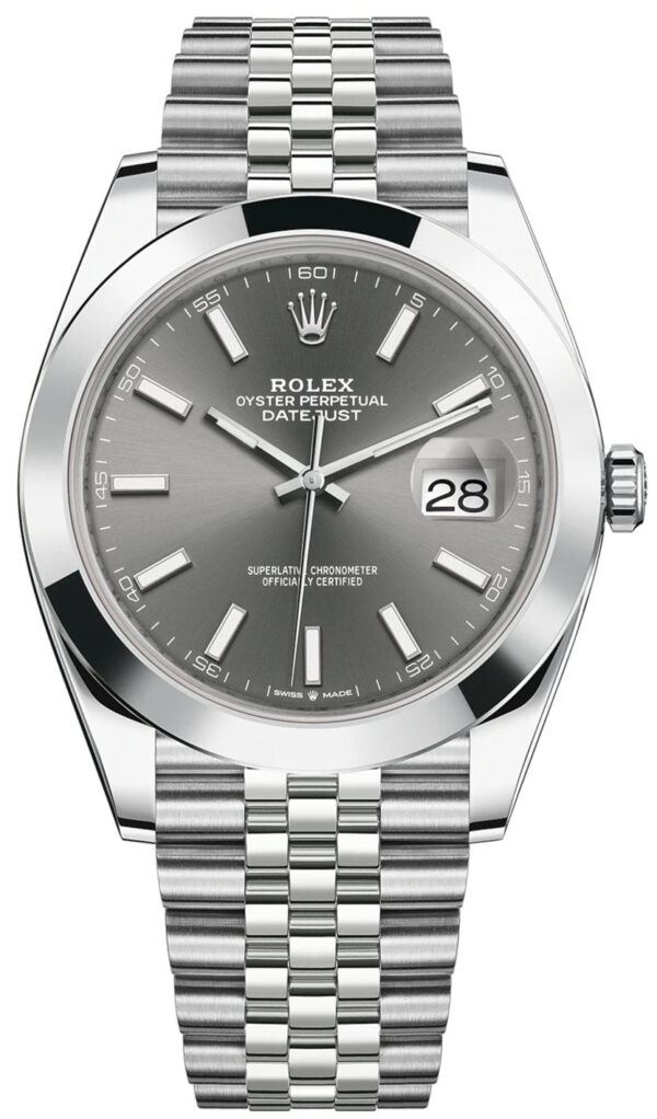 Rolex Datejust 41/ Stainless Steel/ Dark Rhodium Index Dial/ Smooth Bezel (Ref# 126300)