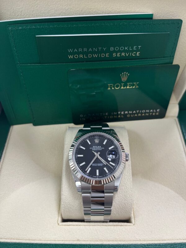 Rolex Datejust 41 Stainless Steel & White Gold - Black Index Dial - Fluted Bezel (Ref# 126334) - Image 4