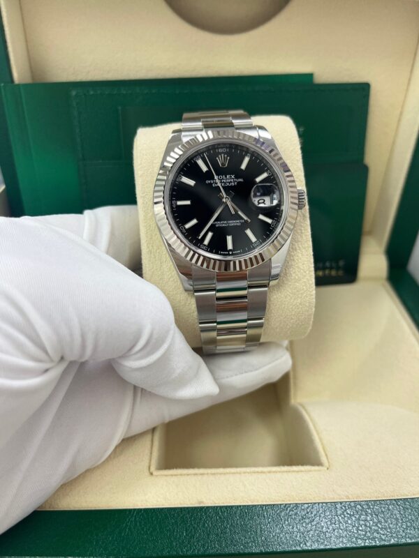 Rolex Datejust 41 Stainless Steel & White Gold - Black Index Dial - Fluted Bezel (Ref# 126334) - Image 8