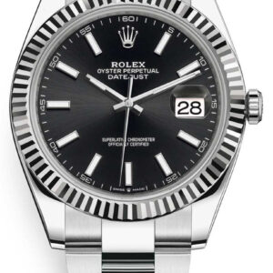 Rolex Datejust 41 Stainless Steel & White Gold - Black Index Dial - Fluted Bezel (Ref# 126334)