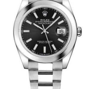 Rolex Datejust 41 Stainless Steel & White Gold - Black Index Dial - Smooth Bezel (Ref# 126300)