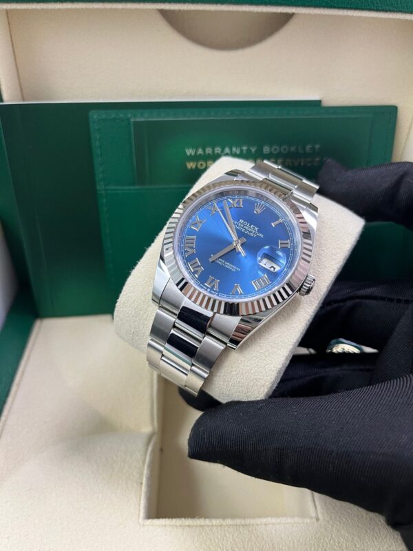 Rolex Datejust 41 Stainless Steel & White Gold Blue Roman Dial Oyster 126334 - Image 7