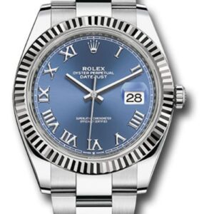 Rolex Datejust 41 Stainless Steel & White Gold Blue Roman Dial Oyster 126334