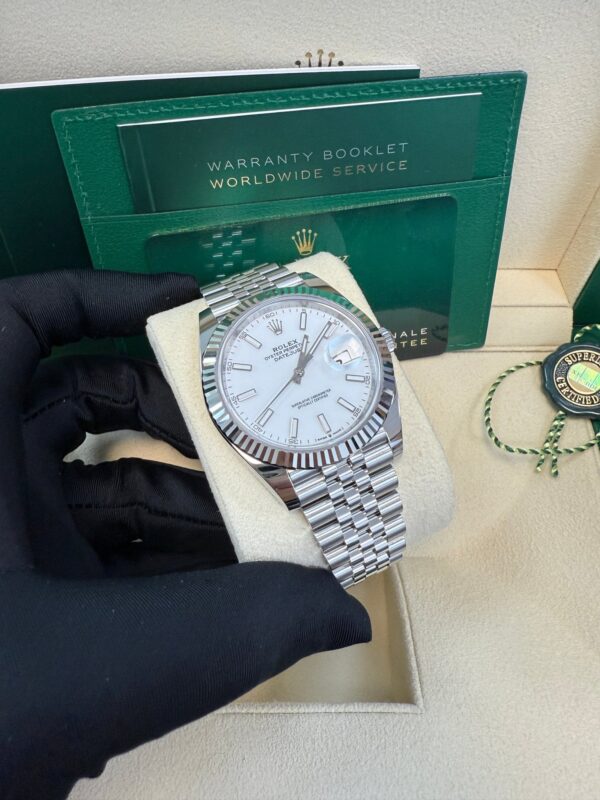 Rolex Datejust 41/ Stainless Steel & White Gold/ White Index Dial/ Fluted Bezel/ Jubilee Bracelet (Ref# 126334) - Image 5