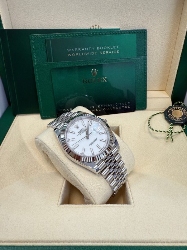 Rolex Datejust 41/ Stainless Steel & White Gold/ White Index Dial/ Fluted Bezel/ Jubilee Bracelet (Ref# 126334) - Image 15