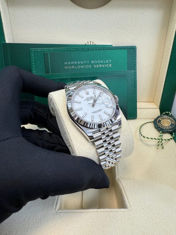 Rolex Datejust 41/ Stainless Steel & White Gold/ White Index Dial/ Fluted Bezel/ Jubilee Bracelet (Ref# 126334) - Image 3
