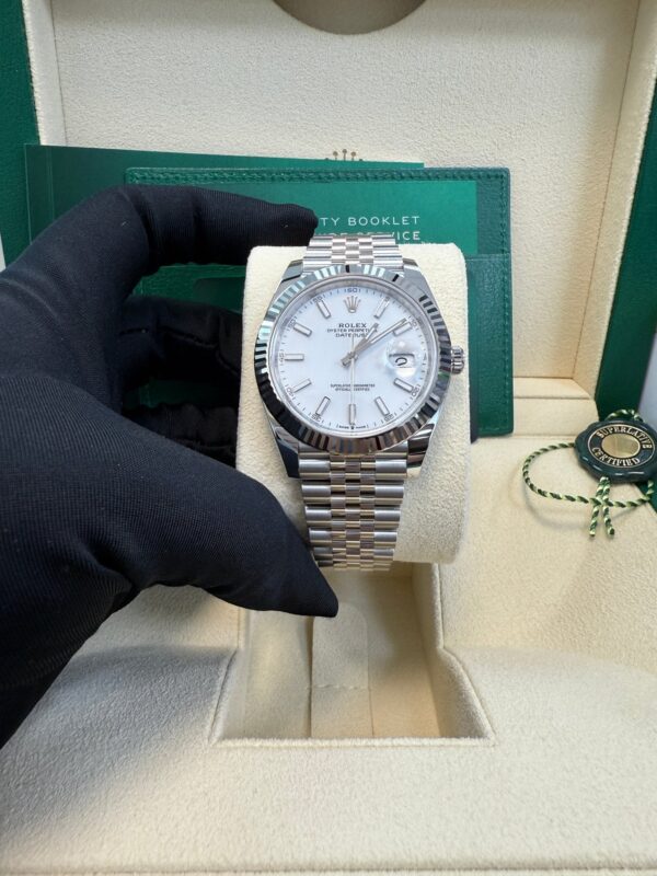 Rolex Datejust 41/ Stainless Steel & White Gold/ White Index Dial/ Fluted Bezel/ Jubilee Bracelet (Ref# 126334) - Image 4