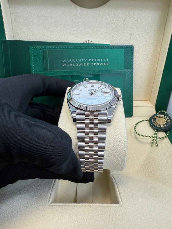 Rolex Datejust 41/ Stainless Steel & White Gold/ White Index Dial/ Fluted Bezel/ Jubilee Bracelet (Ref# 126334) - Image 18
