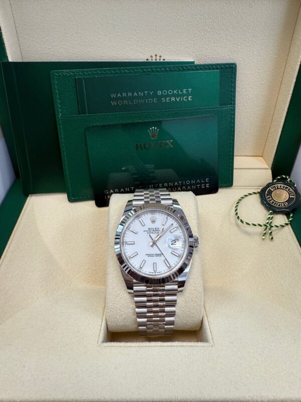 Rolex Datejust 41/ Stainless Steel & White Gold/ White Index Dial/ Fluted Bezel/ Jubilee Bracelet (Ref# 126334) - Image 11