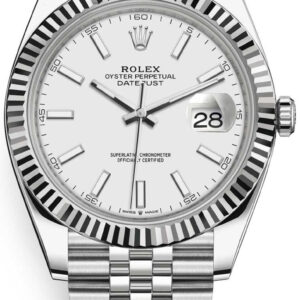 Rolex Datejust 41/ Stainless Steel & White Gold/ White Index Dial/ Fluted Bezel/ Jubilee Bracelet (Ref# 126334)