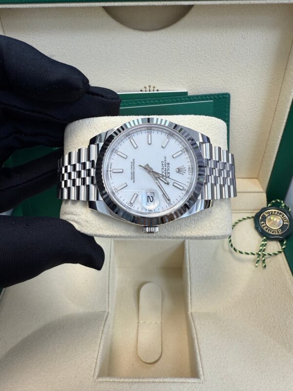 Rolex Datejust 41/ Stainless Steel & White Gold/ White Index Dial/ Fluted Bezel/ Jubilee Bracelet (Ref# 126334) - Image 10