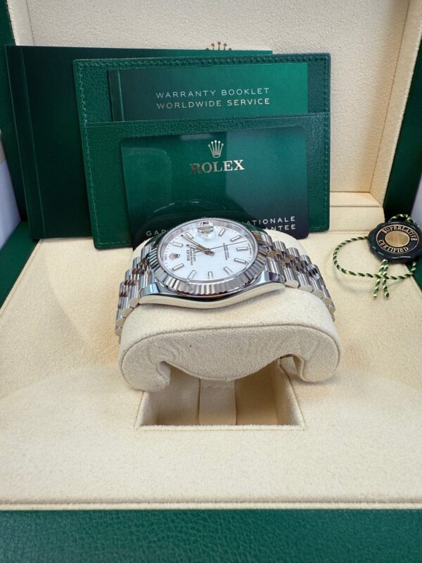 Rolex Datejust 41/ Stainless Steel & White Gold/ White Index Dial/ Fluted Bezel/ Jubilee Bracelet (Ref# 126334) - Image 12