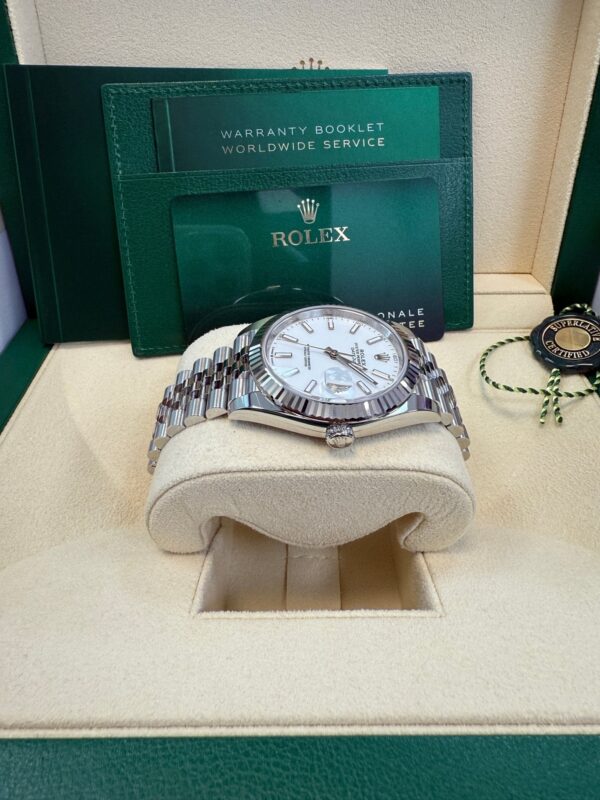 Rolex Datejust 41/ Stainless Steel & White Gold/ White Index Dial/ Fluted Bezel/ Jubilee Bracelet (Ref# 126334) - Image 13