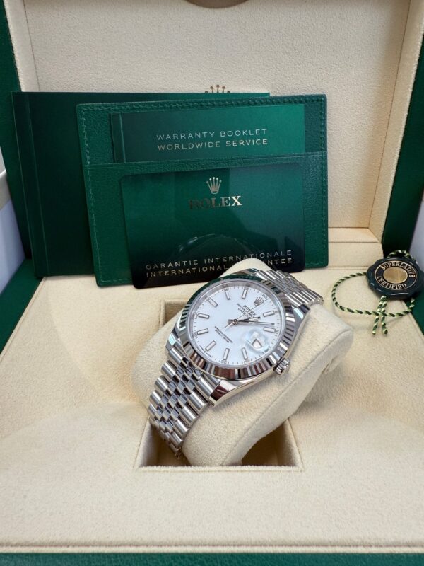 Rolex Datejust 41/ Stainless Steel & White Gold/ White Index Dial/ Fluted Bezel/ Jubilee Bracelet (Ref# 126334) - Image 14