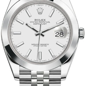 Rolex Datejust 41/ Stainless Steel/ White Index Dial/ Smooth Bezel/ Jubilee Bracelet (Ref# 126300)