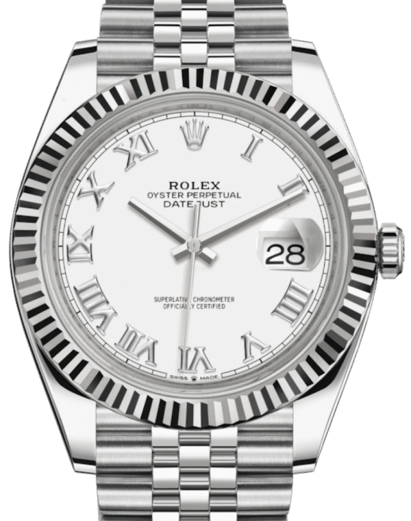 Rolex Datejust 41/ Stainless Steel/ White Roman Dial/ Fluted Bezel/ Jubilee Bracelet (Ref# 126334)