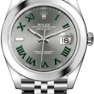 Rolex Datejust 41/ Stainless Steel/ Wimbledon Slate Green Roman Dial/ Smooth Bezel/ Jubilee Bracelet (Ref# 126300)