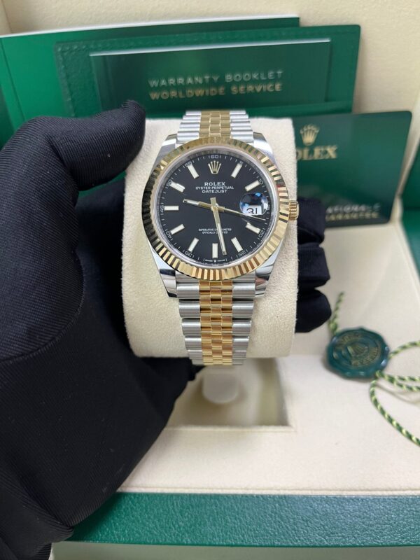 Rolex Datejust 41 Steel and Yellow Gold Fluted Bezel Black Index Dial Jubilee Bracelet 126333 - Image 3