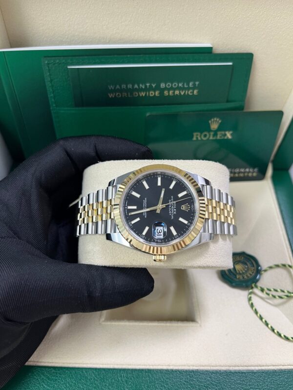 Rolex Datejust 41 Steel and Yellow Gold Fluted Bezel Black Index Dial Jubilee Bracelet 126333 - Image 2