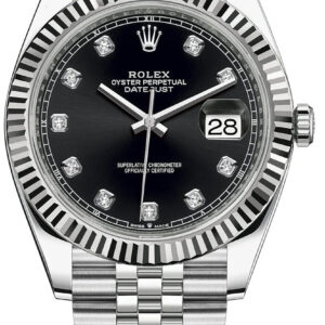 Rolex Datejust 41/ Two-Tone 18k White Gold & Steel/ Black Diamond Dial/ Fluted Bezel/ Jubilee Bracelet (Ref# 126334)