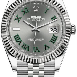 Rolex Datejust 41/ Two-Tone 18k White Gold & Steel/ Grey Slate Wimbledon Green Dial/ Fluted Bezel/ Jubilee Bracelet (Ref# 126334)