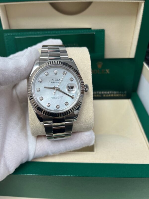 Rolex Datejust 41/ Two-Tone 18k White Gold & Steel/ Mother of Pearl Diamond Dial/ Oyster Bracelet (Ref# 126334) - Image 7