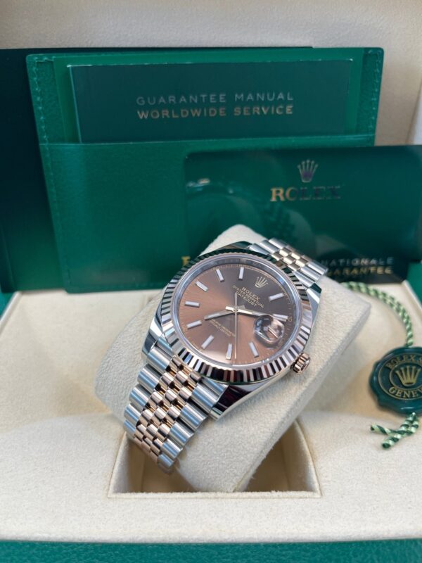 Rolex Datejust 41 Two-Tone Stainless Steel and Rose Gold/ Chocolate Index Dial/ Fluted Bezel/ Jubilee Bracelet (Ref#126331) - Image 7