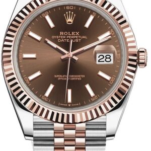 Rolex Datejust 41 Two-Tone Stainless Steel and Rose Gold/ Chocolate Index Dial/ Fluted Bezel/ Jubilee Bracelet (Ref#126331)
