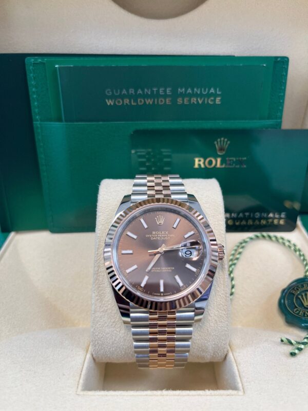 Rolex Datejust 41 Two-Tone Stainless Steel and Rose Gold/ Chocolate Index Dial/ Fluted Bezel/ Jubilee Bracelet (Ref#126331) - Image 3