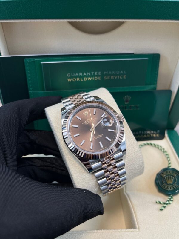 Rolex Datejust 41 Two-Tone Stainless Steel and Rose Gold/ Chocolate Index Dial/ Fluted Bezel/ Jubilee Bracelet (Ref#126331) - Image 11
